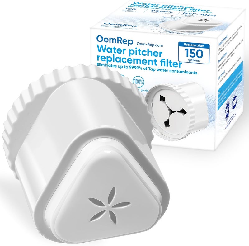 OemRep 1Pack Replacement Filter for EPIC Water Filter Pitcher, Water Filter Pitcher Compatible with Aquagear Seychelle, BPA Free. Removes Fluoride, Chlorine, Lead, Odors - Image 1